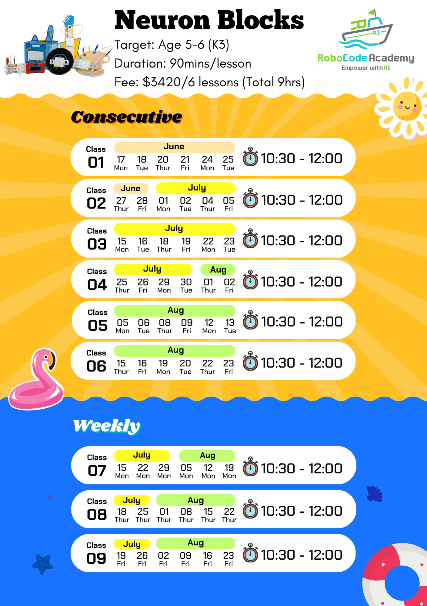 2024 Summer Camp Neuron Blocks Timetable