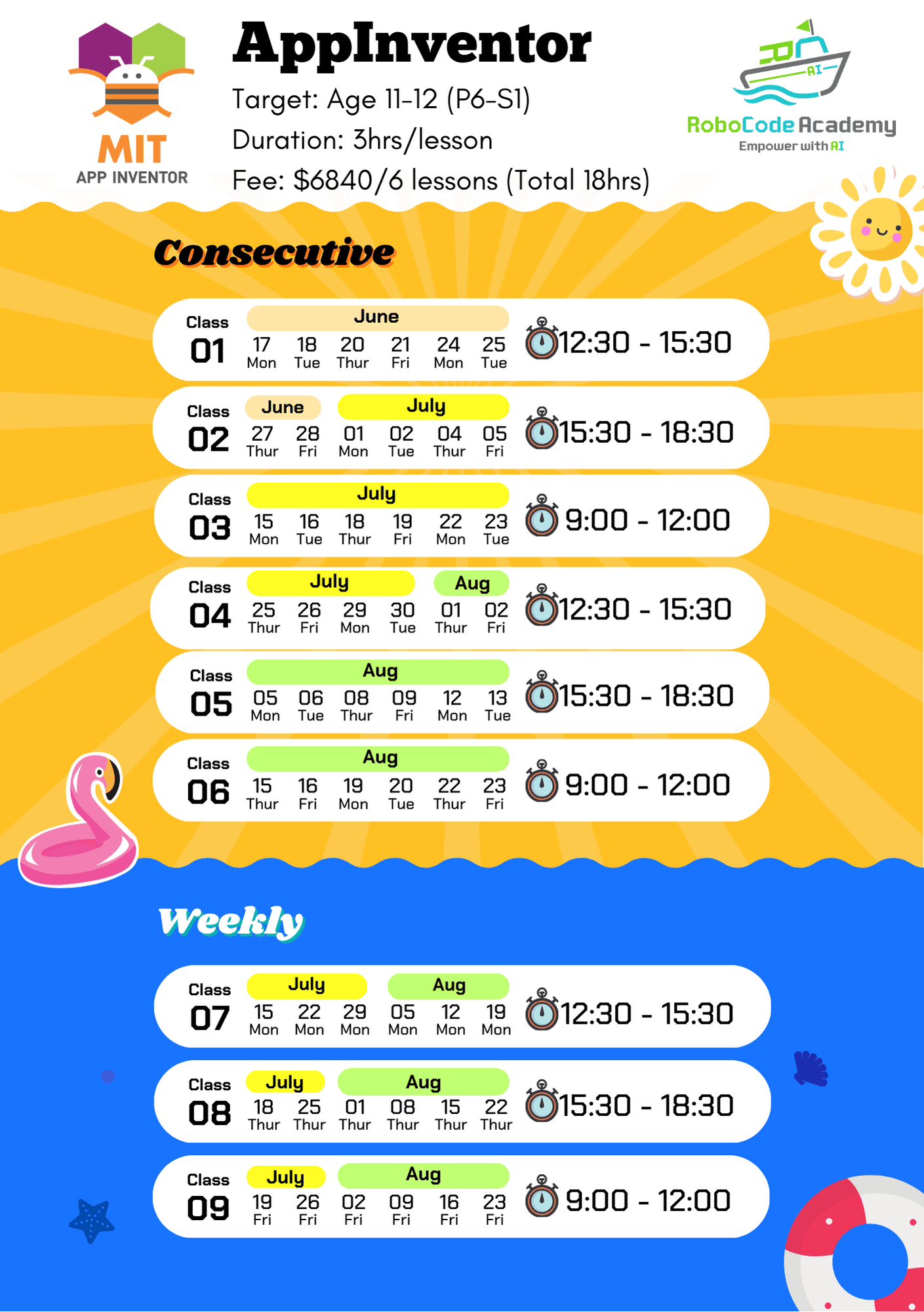 2024 Summer Camp AppInventor Timetable