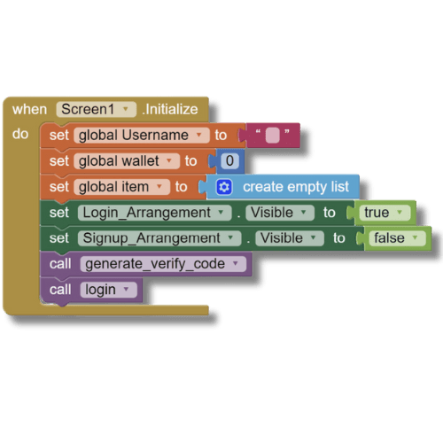 A screenshot of AppInventor code blocks demonstrating mobile app development using block-based coding.