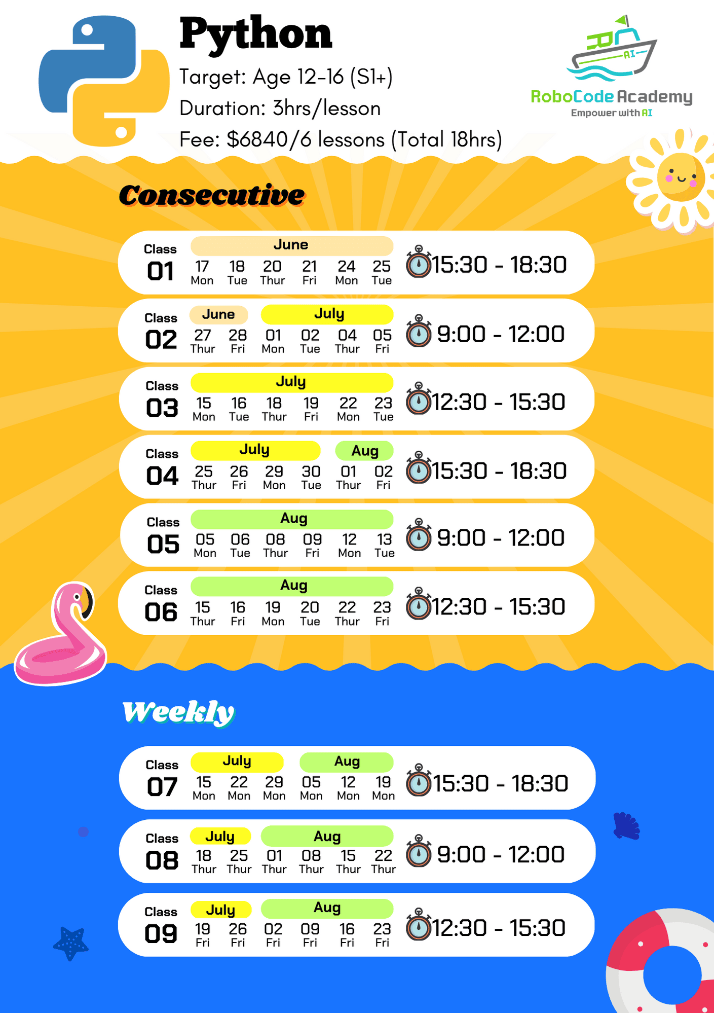 2024 Summer Camp Python Timetable