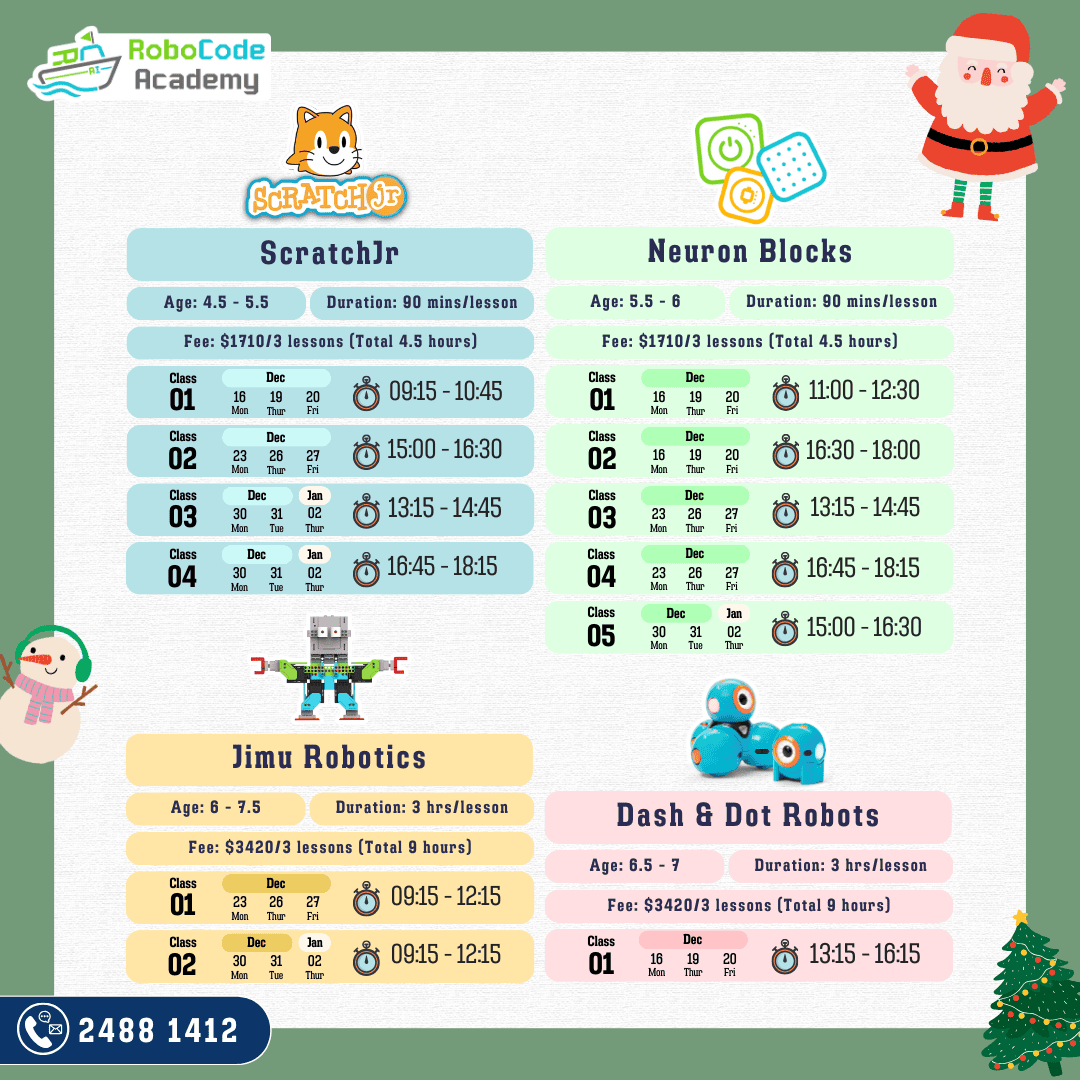 2024 Christmas Coding Camp Timetable