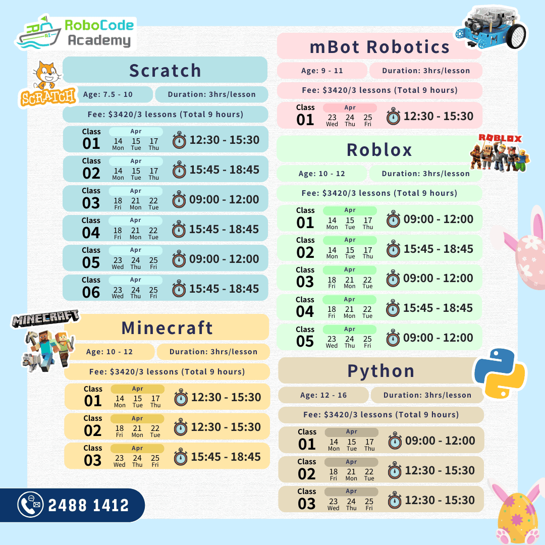 2024 Christmas Coding Camp Timetable